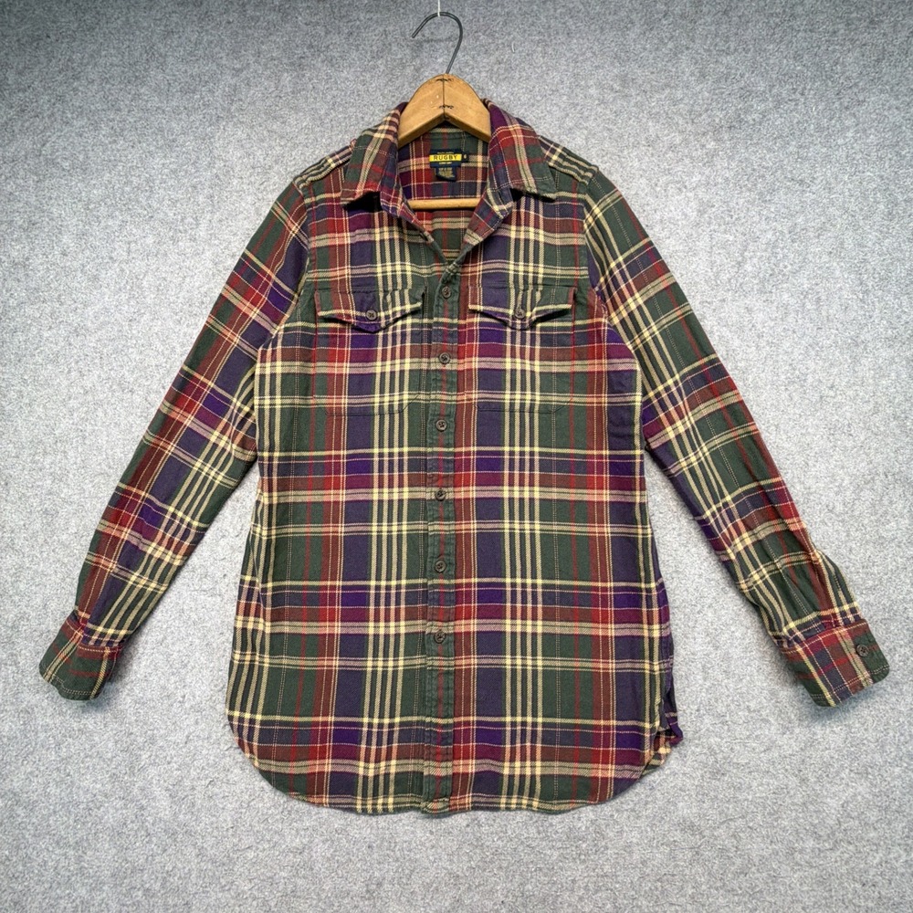 Vintage RRL Rugby Ralph Lauren Flannel Shirt Womens Size 6 Red Blue Plaid